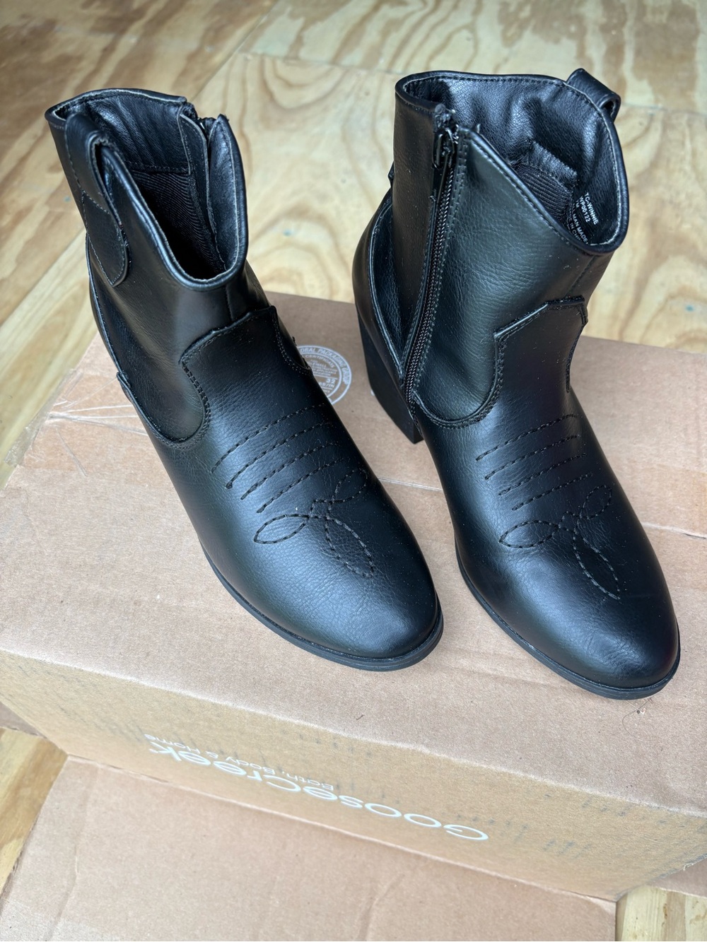 True Craft Black Women's Ankle Booties with Stitch Detail
